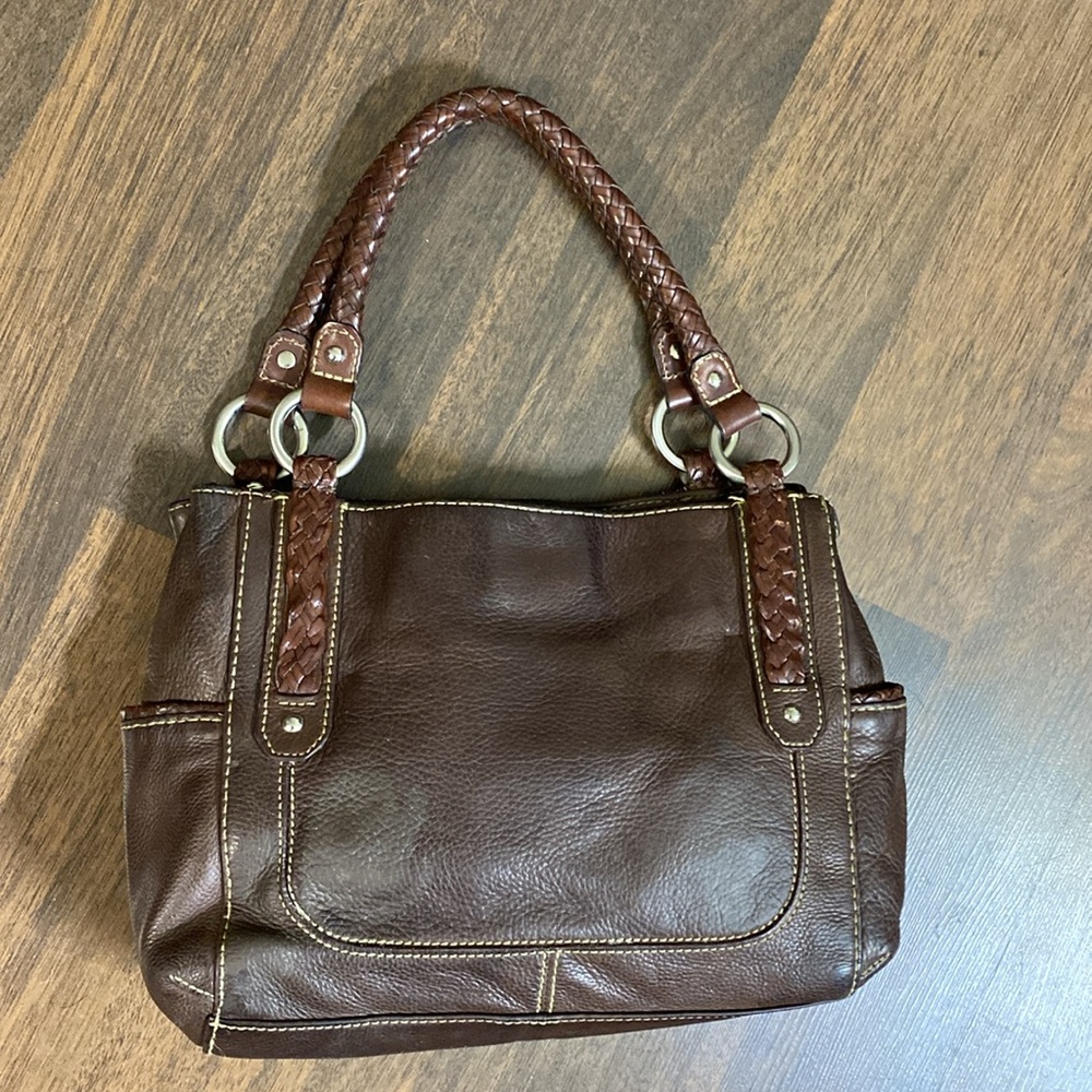 Fossil Vintage Dark Brown Braided Handles Shoulder Bag - Picture 8 of 16